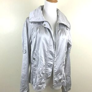 Guess metallic Royal Silver lightweight jacket with hood size medium
